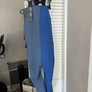 Blue Two-Tone Bib Overalls for Women